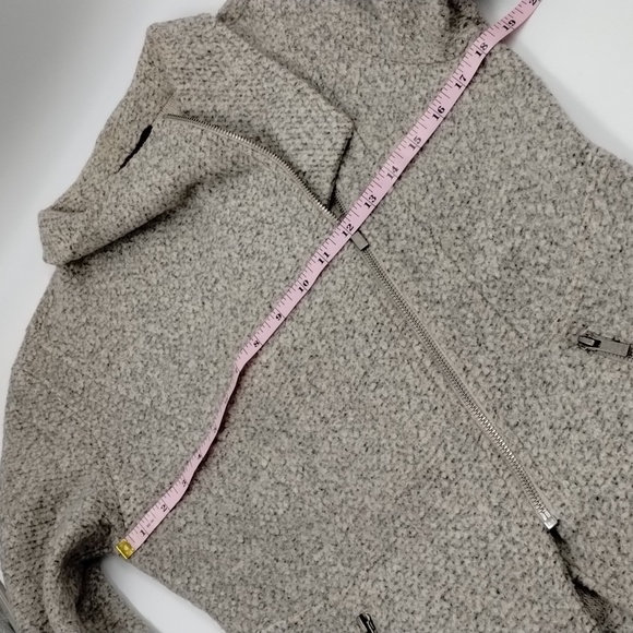 Halogen women's medium asymmetric zip up blazer jacket long sleeve taupe color - Picture 6 of 9